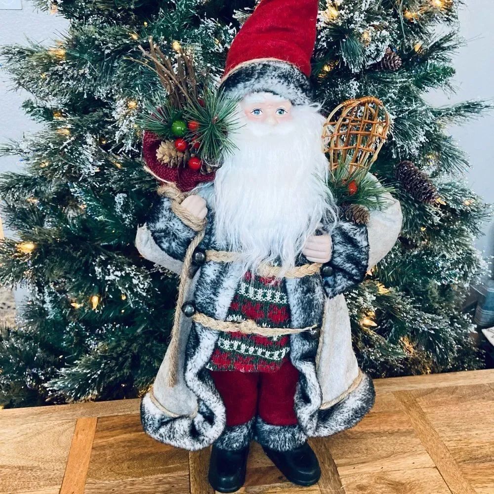 NWT Rustic Forest Christmas Winter Santa Figurine Statue Decor